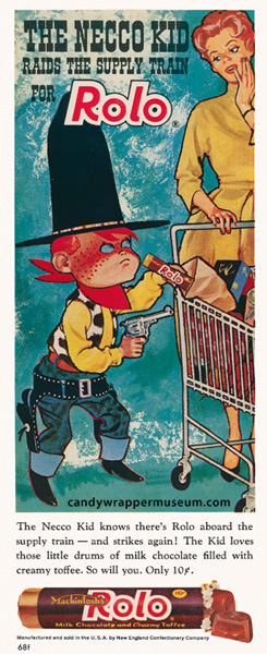 Necco Kid Rolo Ad 1961 magazine